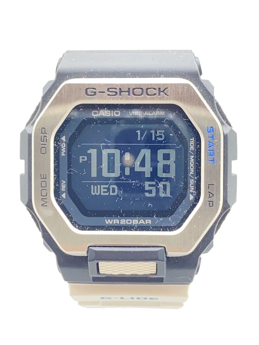 【中古】CASIO◆石英ウオッチ/デジタル/天然ゴム/BLK/WHT/GBX-100【服飾雑貨他】