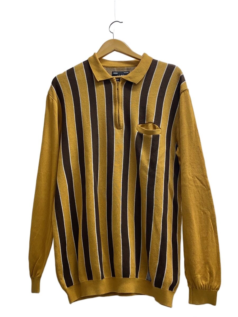 【中古】Whimsy◆長袖ジップポロシャツ/XL/コットン/キャメル/ストライプ【メンズウェア】｜2ｎｄ STREET 店