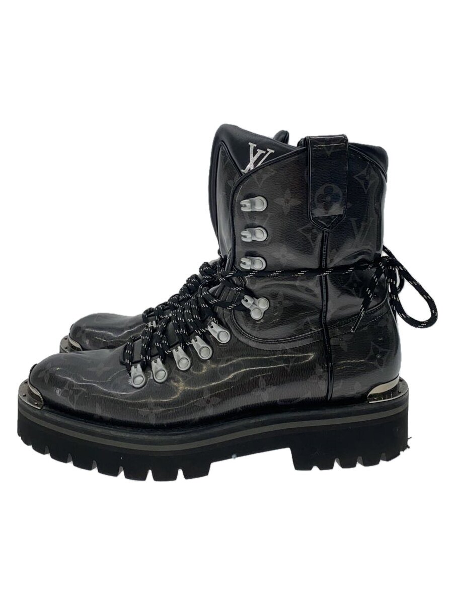 【中古】LOUIS VUITTON◆キムジョーンズ エクリプス モノグラム ブー/トレッキングブーツ/UK7/BLK/エナメル/DI0 158【シューズ】｜2ｎｄ STREET 店