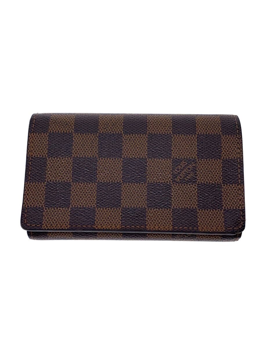 【中古】LOUIS VUITTON◆ポルト・モネ・ビエ・トレゾール_ダミエ・エベヌ/PVC/BRW/総柄/レディース【服飾雑貨他】