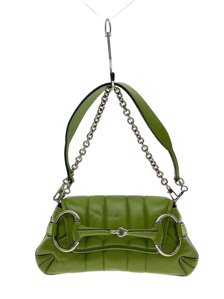 【中古】GUCCI◆ショルダーバッグ/なめし革/GRN/764339【御徒面子】