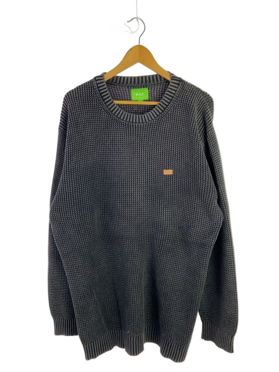 【中古】HUF◆編み物・ティーシャツ(朦朦たる)/L/綿織物/GRY/無地【メンズウェア】