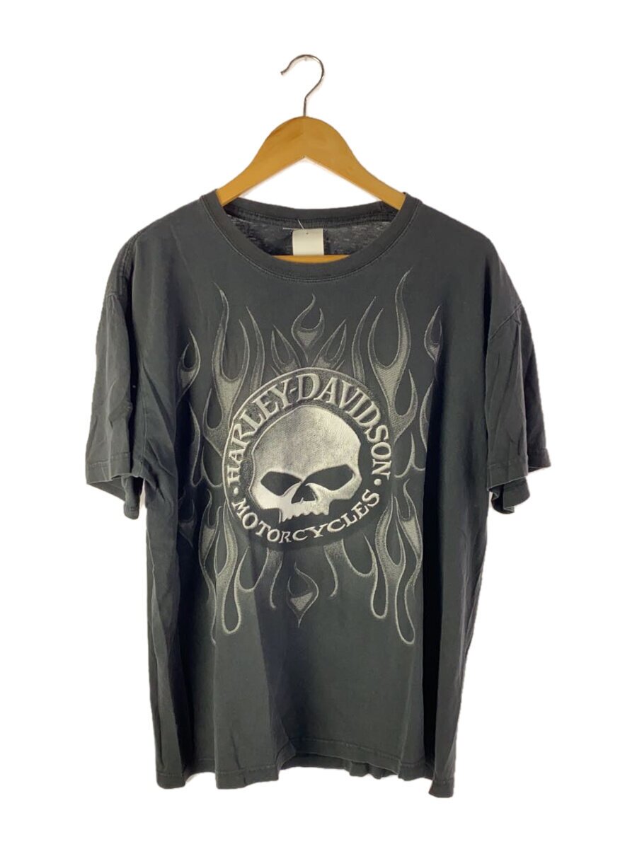 【中古】HARLEY DAVIDSON◆プルオーバー/--/綿織物/BLK/刷り上げる【メンズウェア】