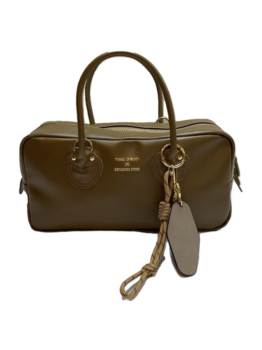 【中古】YOUNG \u0026 OLSEN◆SMOOTH LEATHER BOTTLE BAG/ボストンバッグ/牛皮/KHK/無地//【御徒面子】