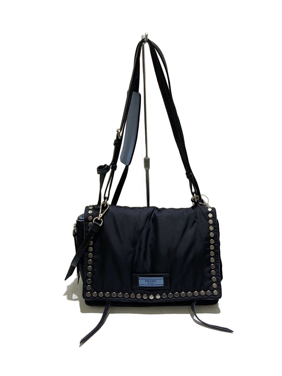 【中古】PRADA◆スタッズ/2WAY/ショルダーバッグ/ナイロン/BLK/1BD081/破れあり【バッグ】｜2ｎｄ STREET 店