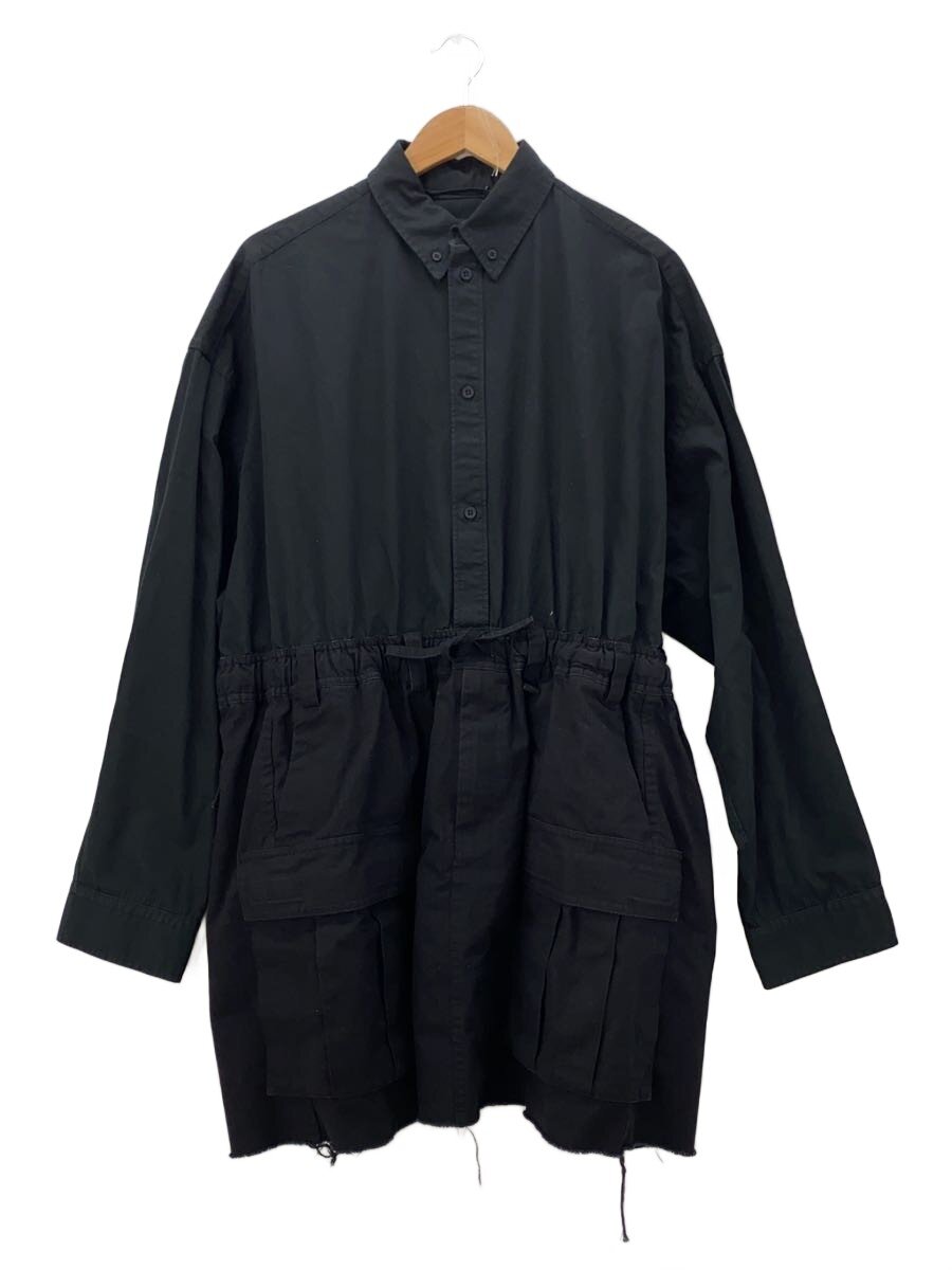 【中古】BALENCIAGA◆下げ札付/UNISEX PATCHED CARGO SHIRT/長袖ティーシャツ/1/BLK/720102/イタリア製//【メンズウェア】