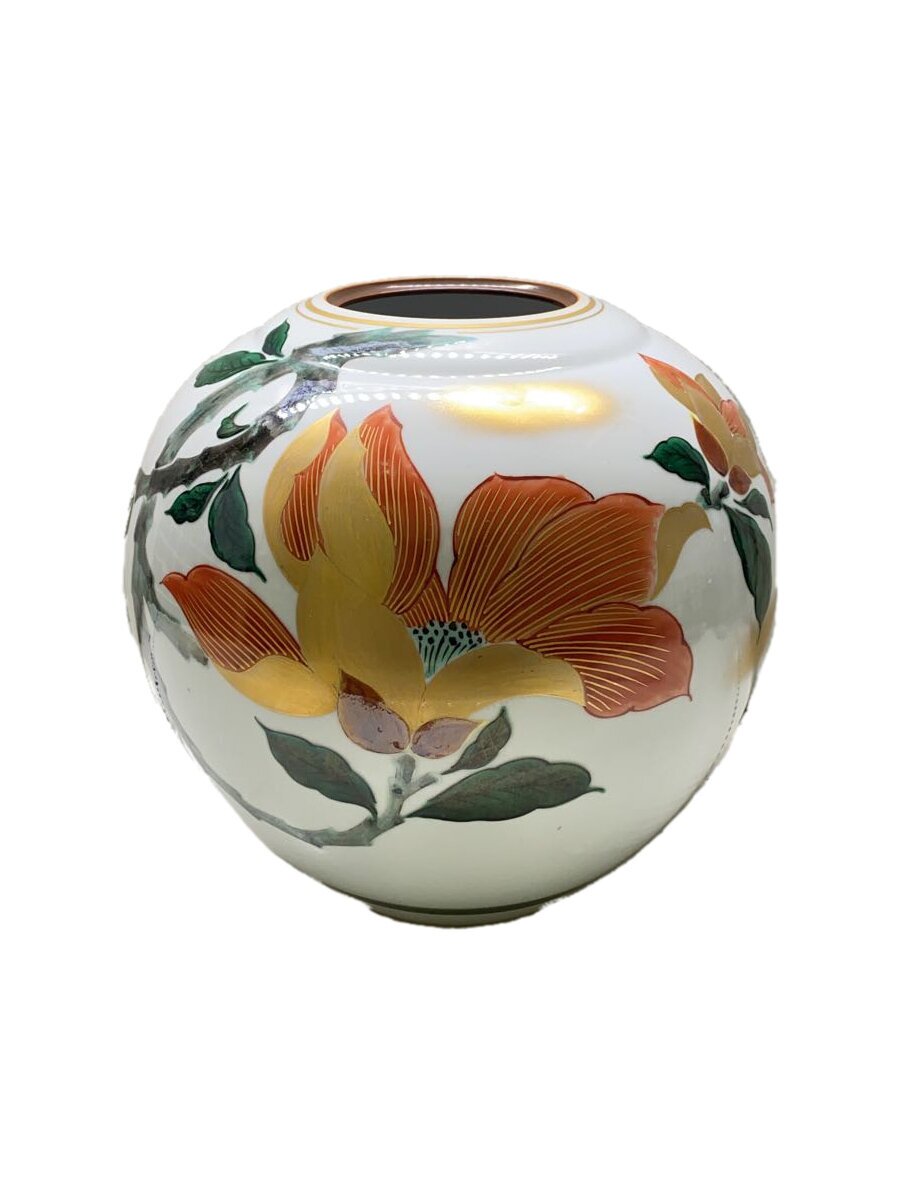 【中古】九谷焼◆壷・花瓶/怒泉/WHT【インテリア小物・日用雑貨】