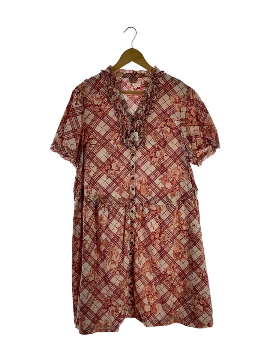 【中古】PINK HOUSE◆半袖衣装/--/綿織物/RED/総柄/PO13HFA14//【レディースお召しもの】