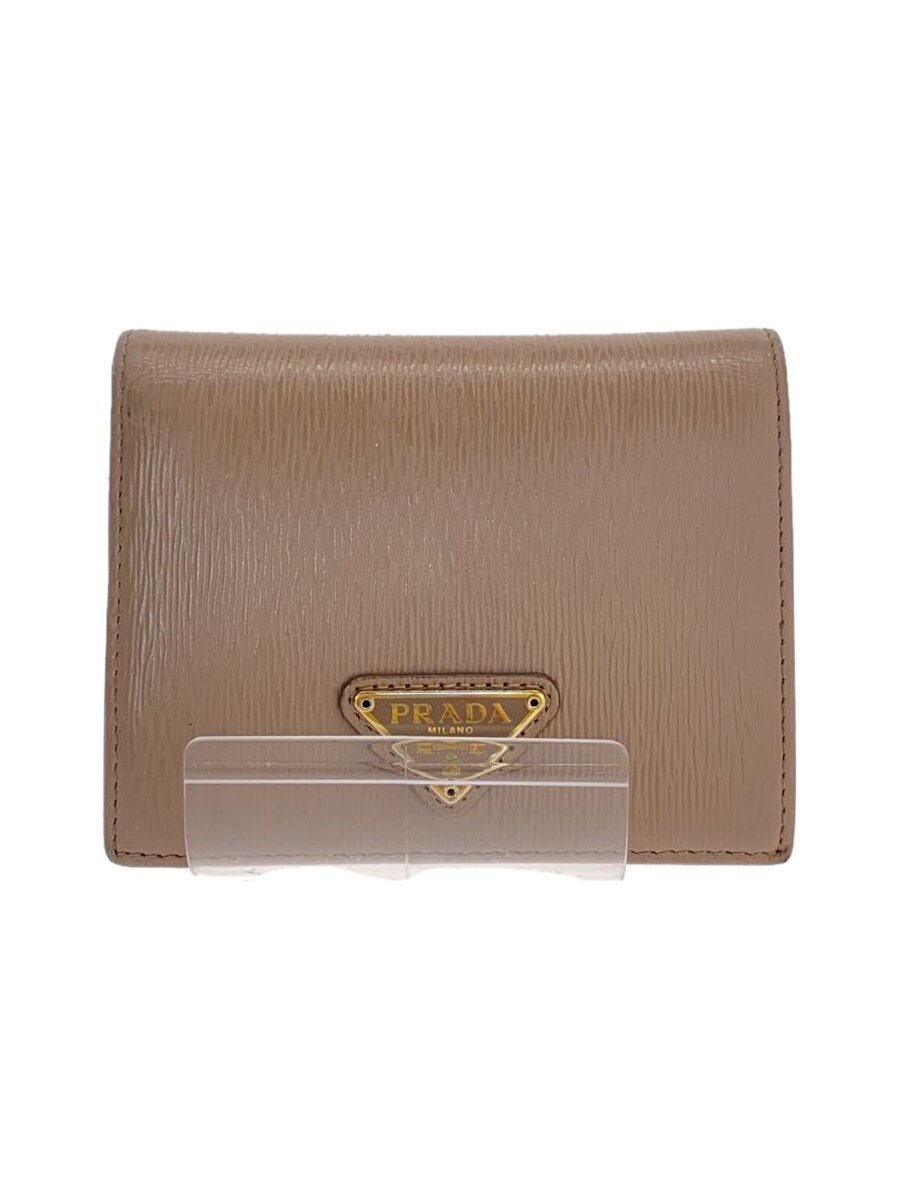 【中古】PRADA◆2つ折り紙入れ/--/BEG/レディース【服飾雑貨他】