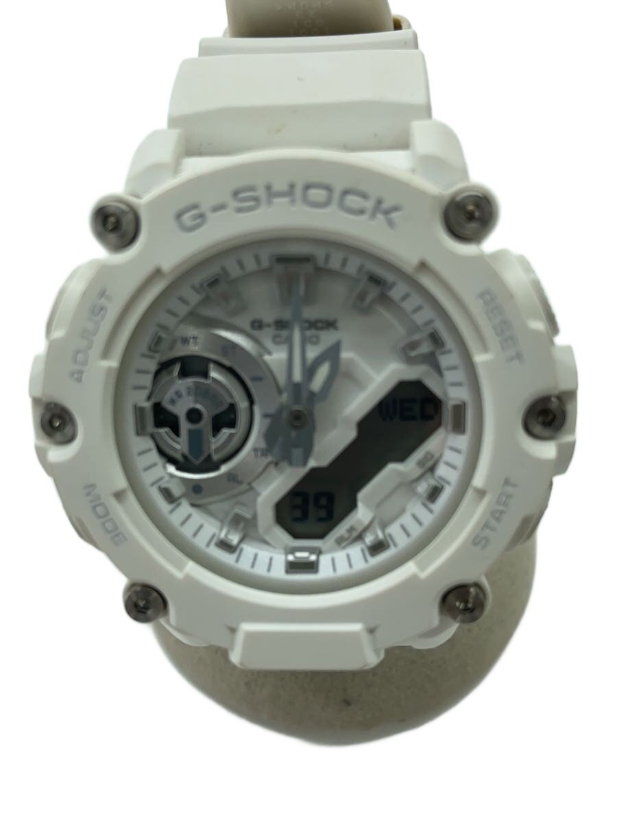 【中古】CASIO◆石英ウオッチ_G-SHOCK/デジアナ/天然ゴム/WHT/WHT//【服飾雑貨他】