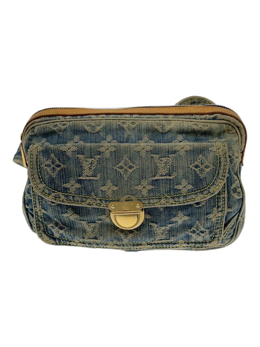 【中古】LOUIS VUITTON◆バムバッグ_モノグラム・ジーンズ_BLU/酉の方角御徒面子/上半身御徒面子/ジーンズ/青碧/青【御徒面子】