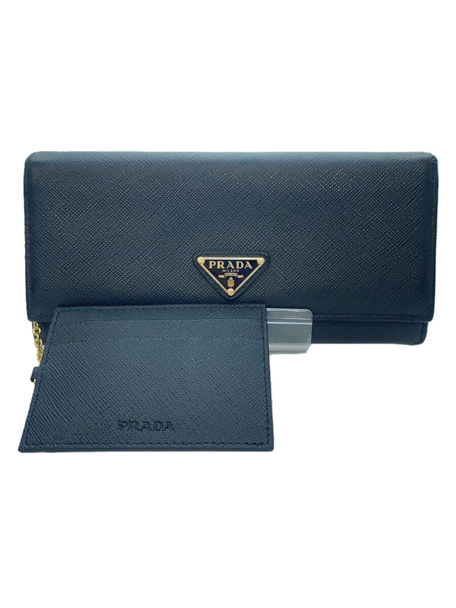 【中古】PRADA◆長札入れ/なめし革/黒いこと/レディース/1MH132/W引っ掛かり/歌留多入れもの付き添い人//【服飾雑貨他】
