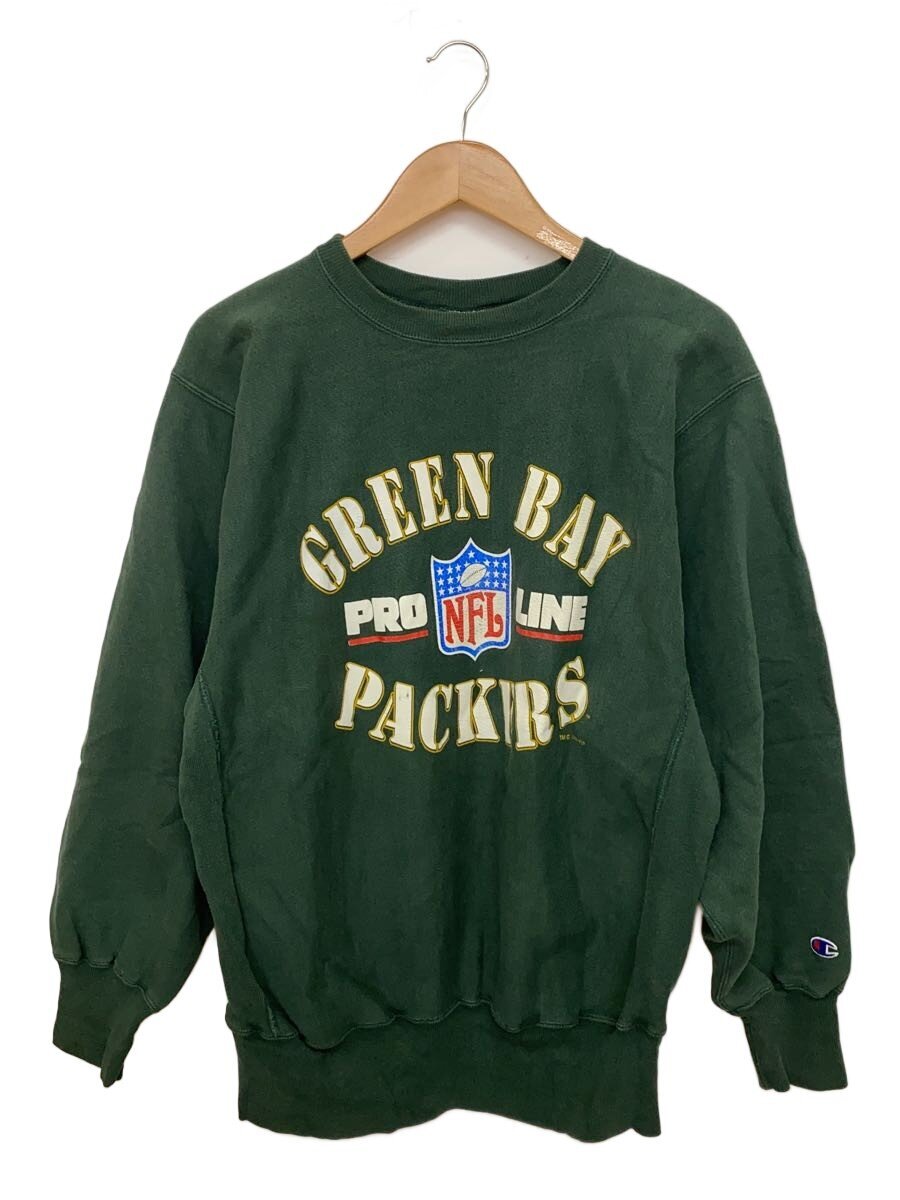 【中古】Champion◆90s/REVERSE WEAVE/メキシコ合衆国製/NFL/流汗/XL/綿織物/GRN/無地【メンズウェア】
