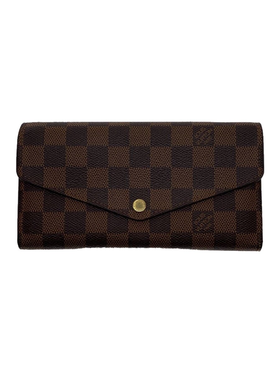 【中古】LOUIS VUITTON◆2)ポルト・フォイユ・サラ_ダミエ・エベヌ_BRW_ブラウン/PVC/BRW/レディース【服飾雑貨他】