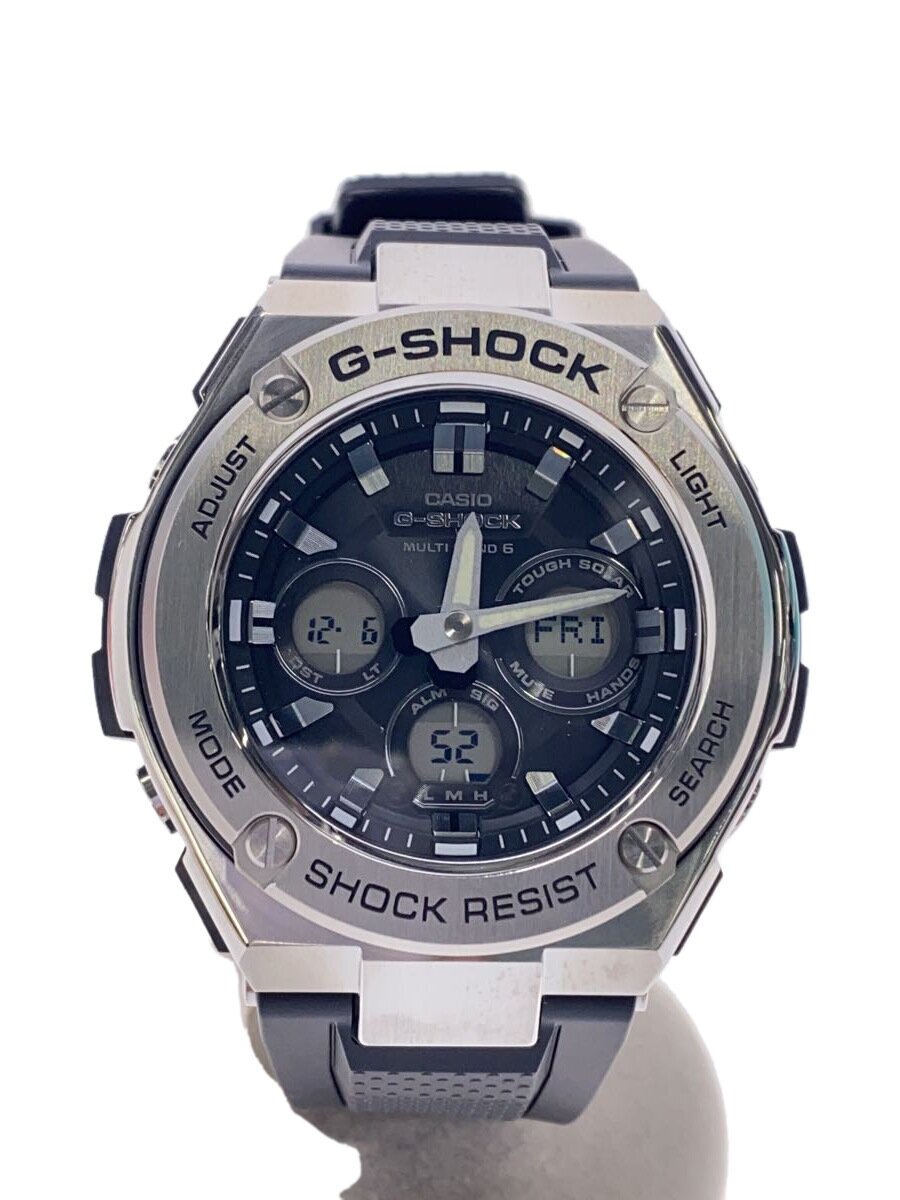 【中古】CASIO◆ソーラーウオッチ・G-SHOCK/デジアナ/天然ゴム/BLK/BLK/SS//【服飾雑貨他】