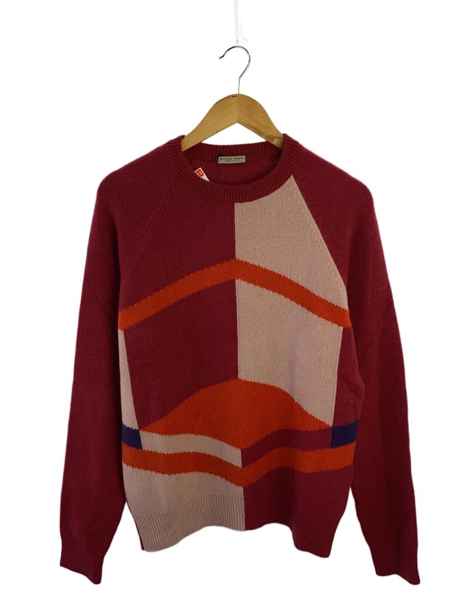 【中古】BOTTEGA VENETA◆編み物・プルオーバー(朦々たる)/38/カシミヤ/RED/総柄【レディース御召しもの】