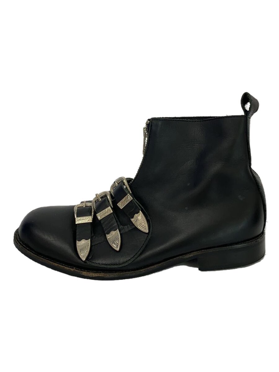 【中古】COMME des GARCONS◆ブーツ/ジップ/金具/24珊/黒いこと/しろがね色/なめし革/無地【シューズ】