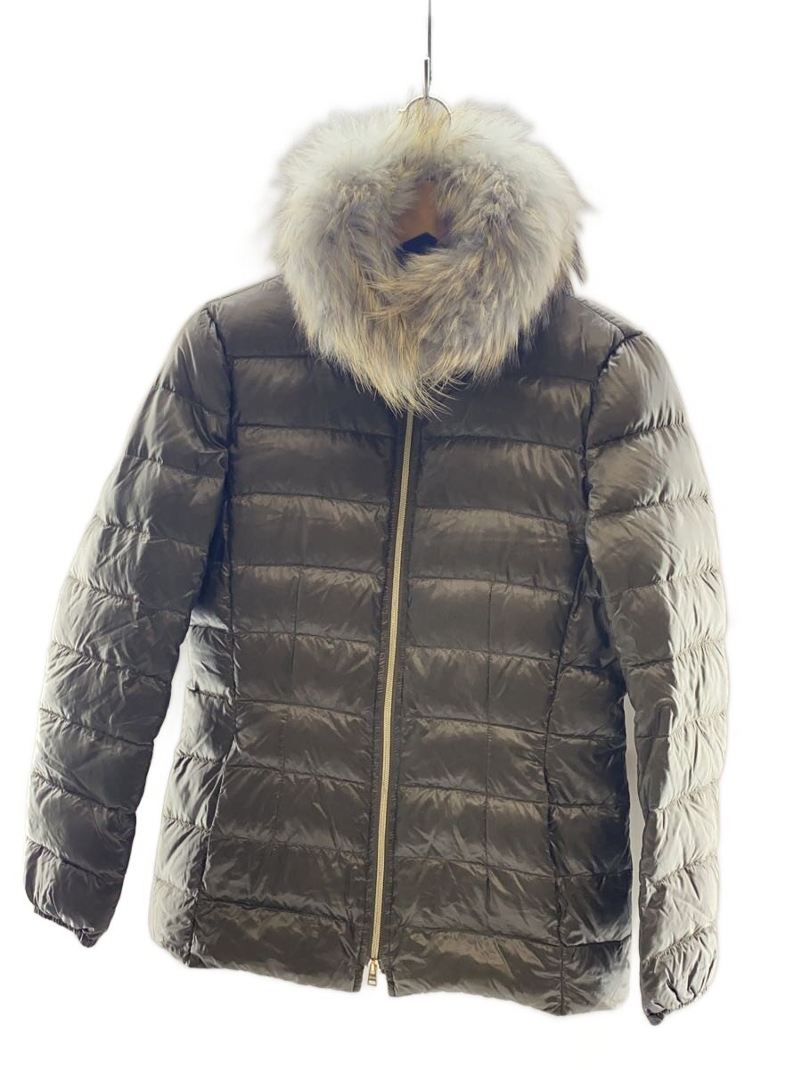 【中古】HERNO◆落ち込む上衣/42/ポリエステル/KHK/下げ札落ち込み/当てはめる感有【レディース御召しもの】