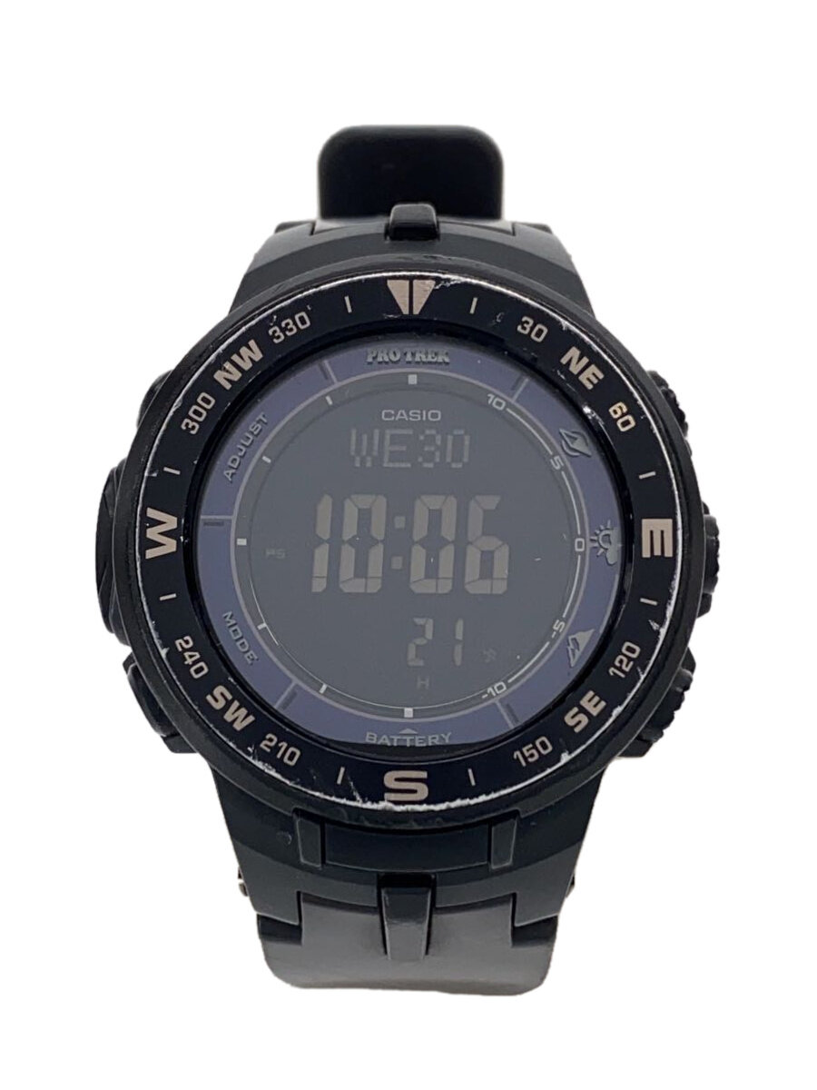 【中古】CASIO◆ソーラーウオッチ・PROTREK/デジタル/天然ゴム/BLK/BLK//【服飾雑貨他】