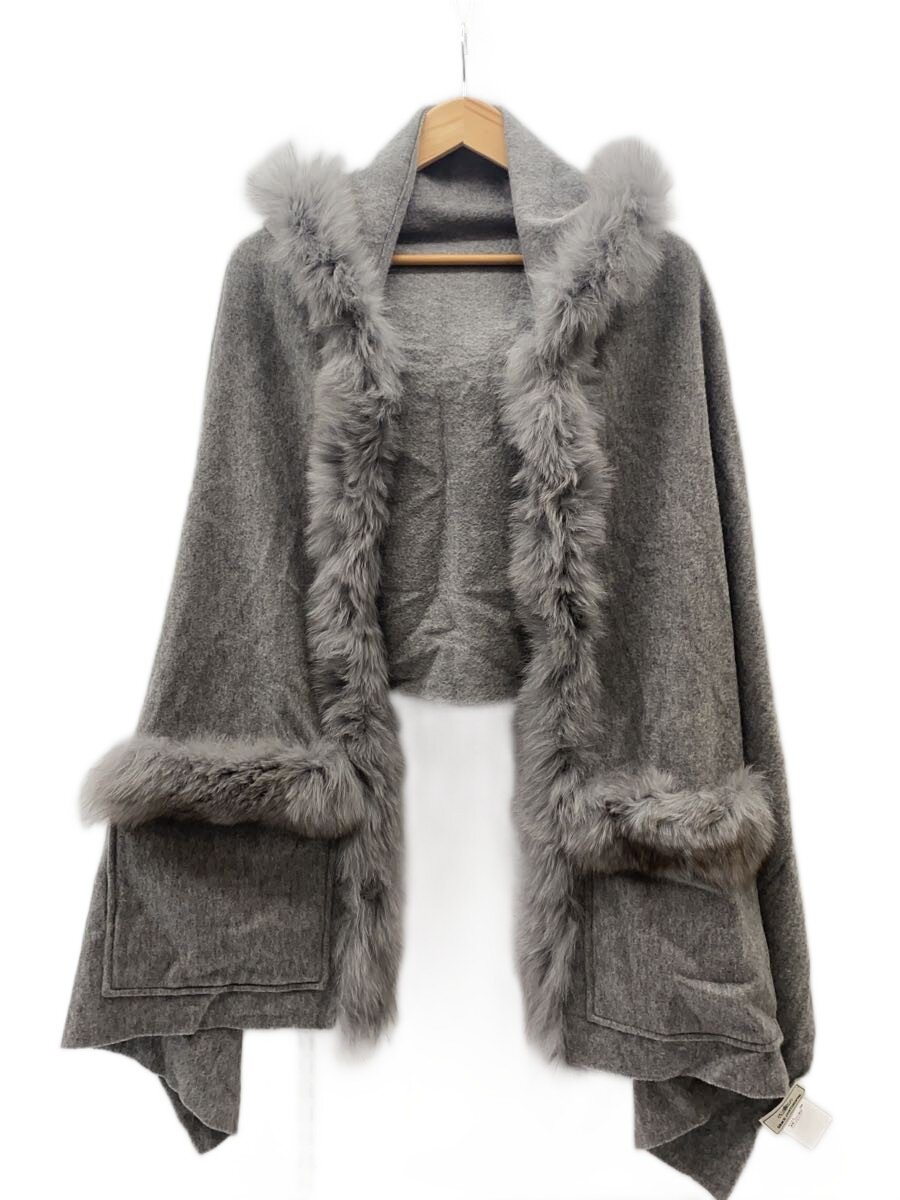 【中古】GRACE CONTINENTAL◆ポンチョ/--/カシミヤ/GRY/1638 4503-0【レディース御召しもの】