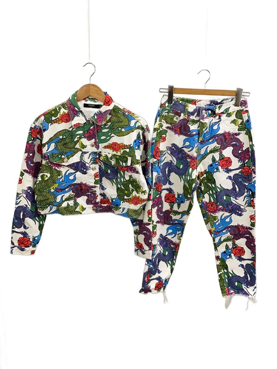 【中古】JADED LONDON◆セットアップ/36/綿織物/WHT/総柄/火竜【レディース御召しもの】