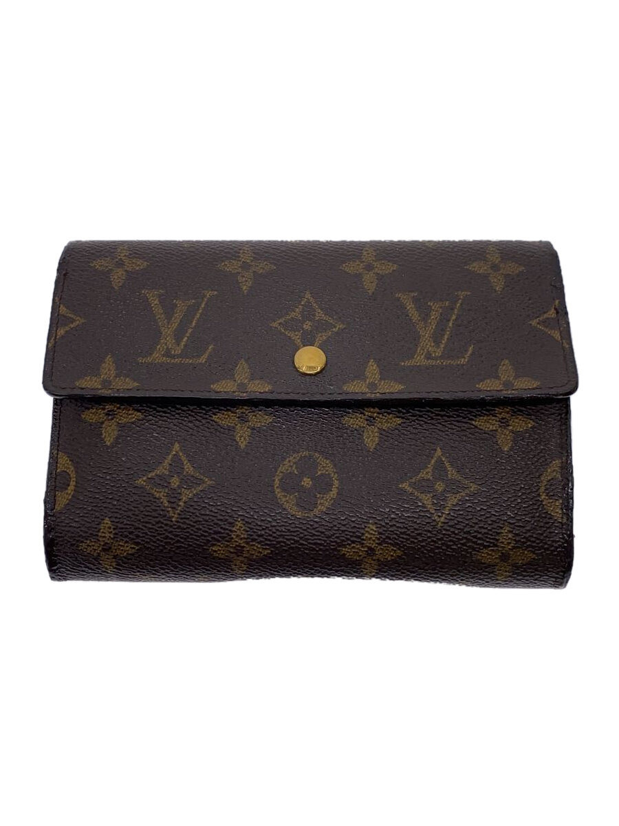 【中古】LOUIS VUITTON◆ポルト・トレゾール・エテュイシェキエ_モノグラム・帆布/PVC/BRW/レディース//【服飾雑貨他】
