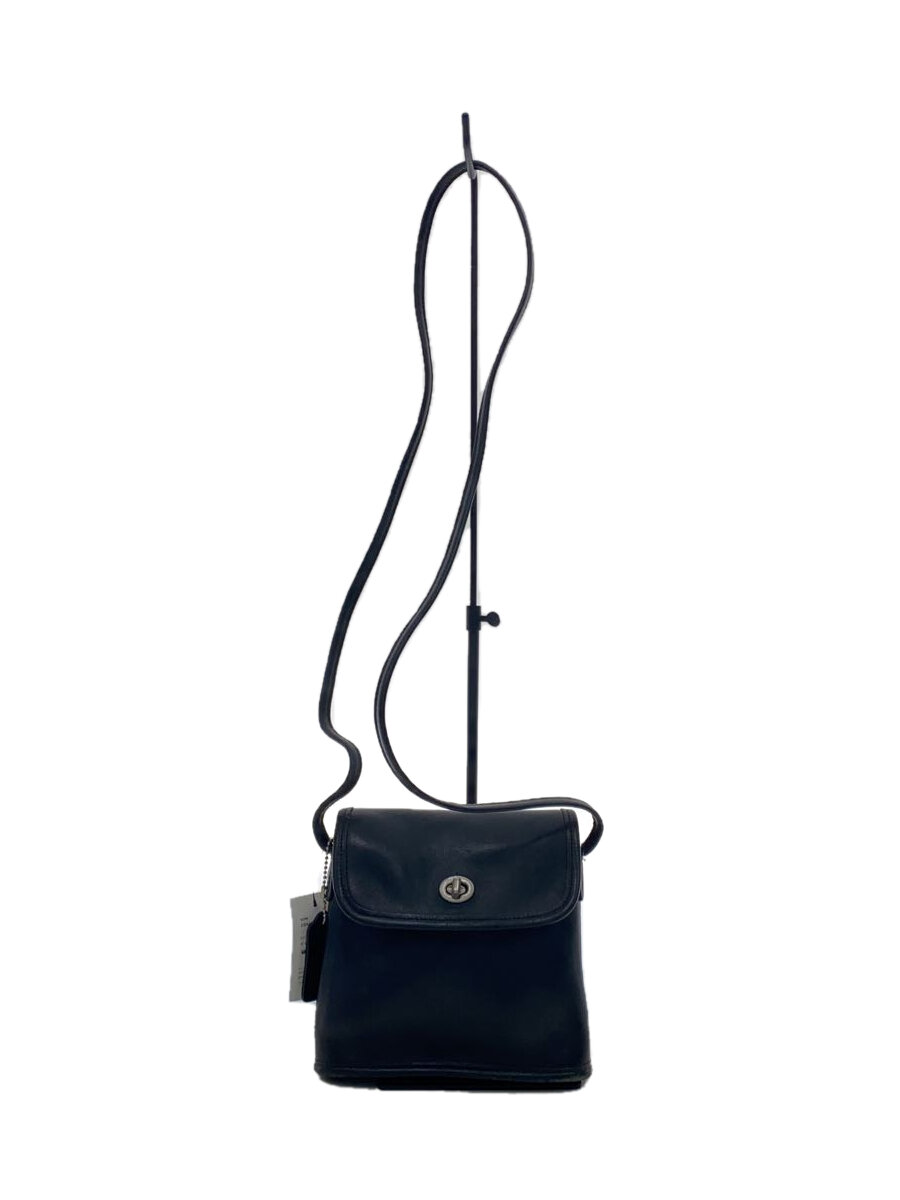 【中古】COACH◆ショルダーバッグ/なめし革/BLK//【御徒面子】