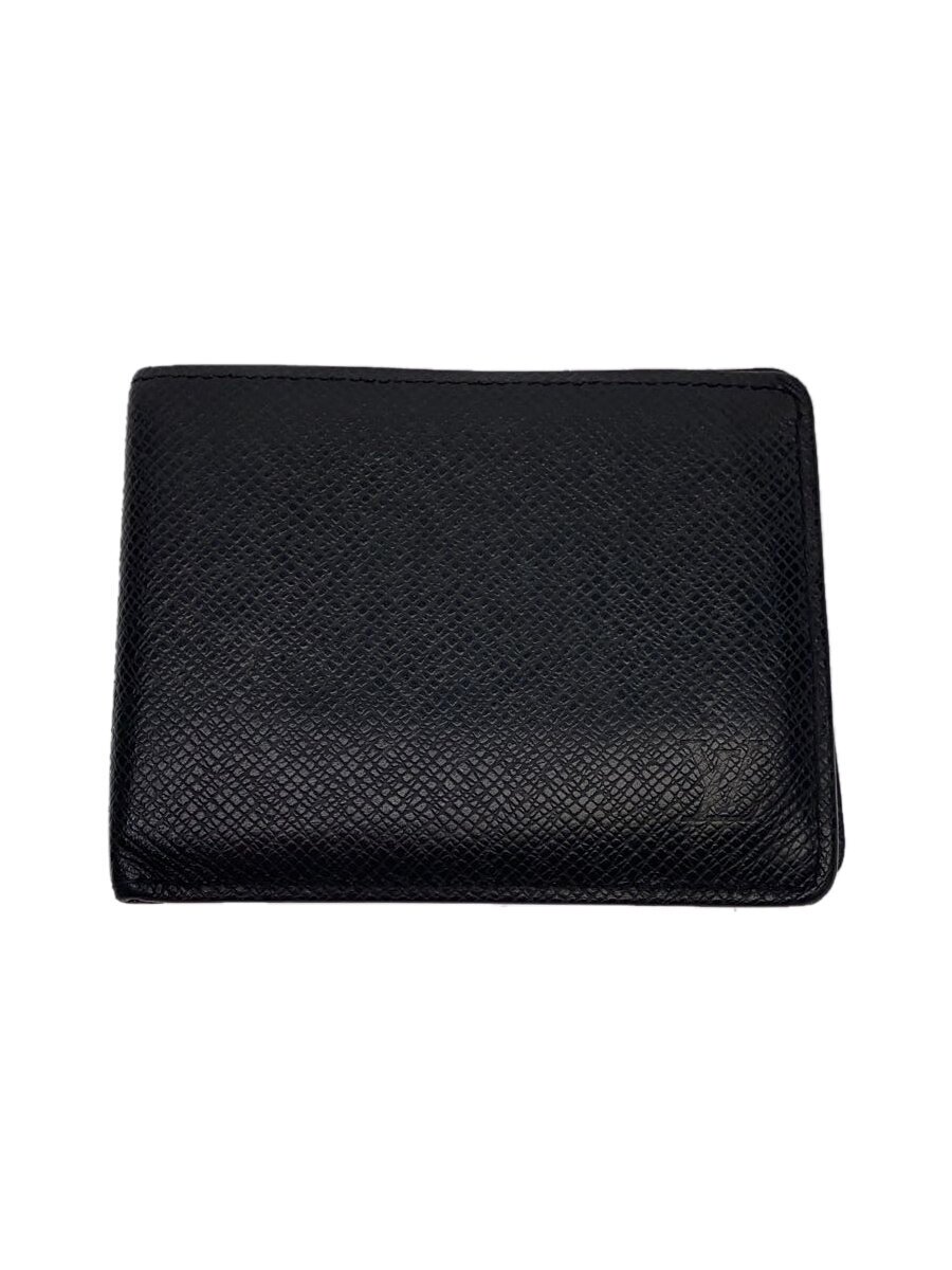 【中古】LOUIS VUITTON◆ポルト・フォイユ・フロリン_タイ王国ガ_BLK/なめし革/BLK/【服飾雑貨他】