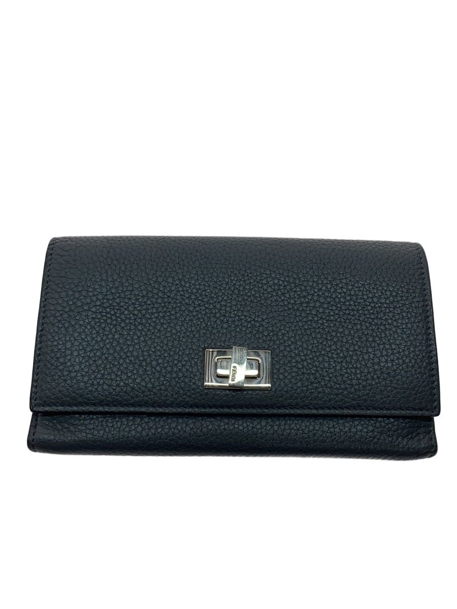 【中古】FENDI◆長金入れ/なめし革/GRY/レディース/ピーカブー/少々当て嵌める感【服飾雑貨他】