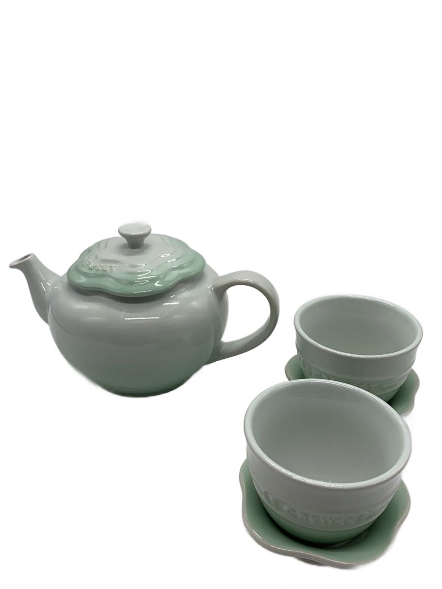 【中古】LE CREUSET◆カップ&ソーサー/3点セット/GRN【キッチン用品】