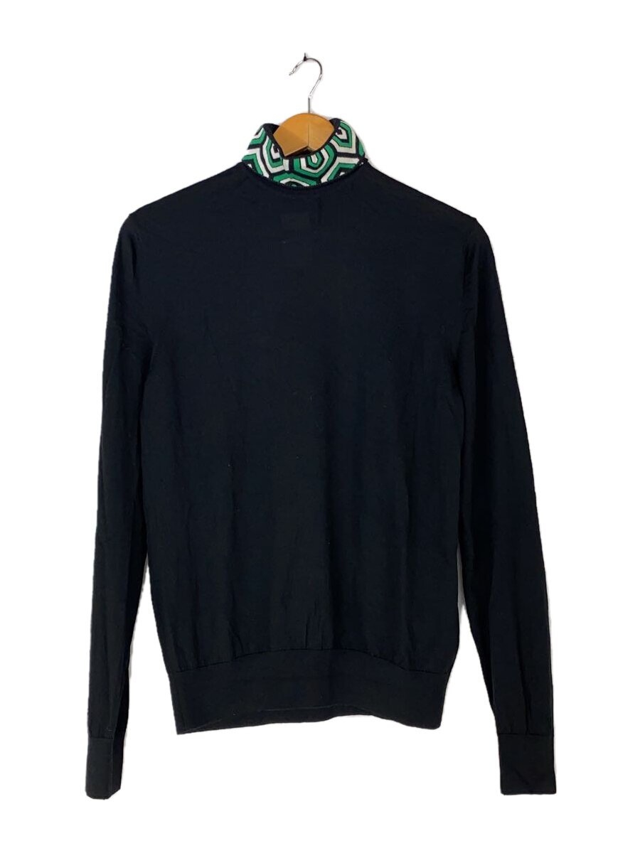 【中古】PRADA◆22AW/ジャガードロゴタートルネックセーター/編み物・スウェーター(薄っぺら)/46/羊毛/黒いこと//【メンズウェア】