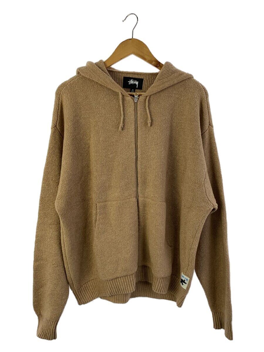 【中古】STUSSY◆ジップパーカー/M/綿織物/BEG/無地/117261【メンズウェア】