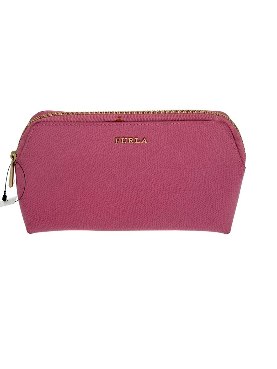 【中古】FURLA◆合切袋/なめし革/PNK//【御徒面子】