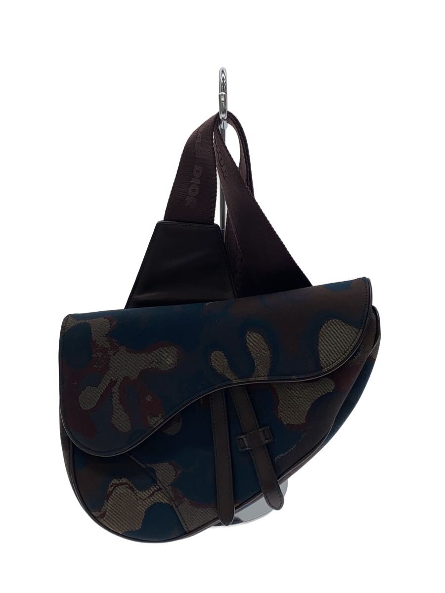 【中古】Christian Dior◆×PETER DOIG/サドル御徒面子/ショルダーバッグ/帆布/NVY/総柄【御徒面子】