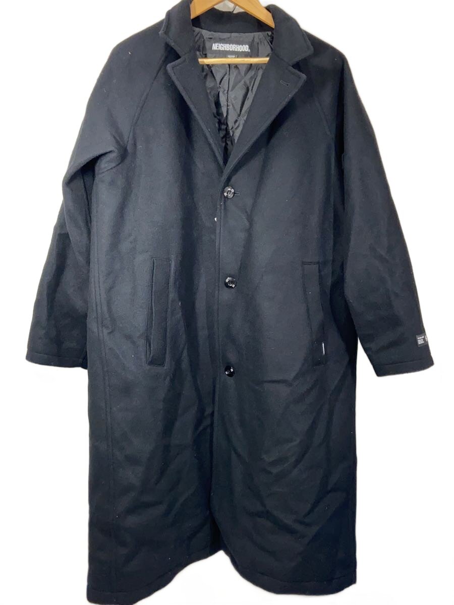 【中古】NEIGHBORHOOD◆チェスターコート/M/羊毛/BLK/232AQNH-JKM03【メンズウェア】