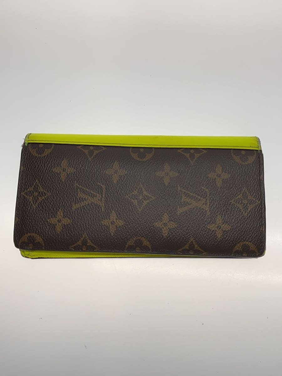 【中古】LOUIS VUITTON◆ポルト・フォイユ・ブラザ_モノグラム・マカサー_イエロー_BRW/--/BRW/メンズ//【服飾雑貨他】