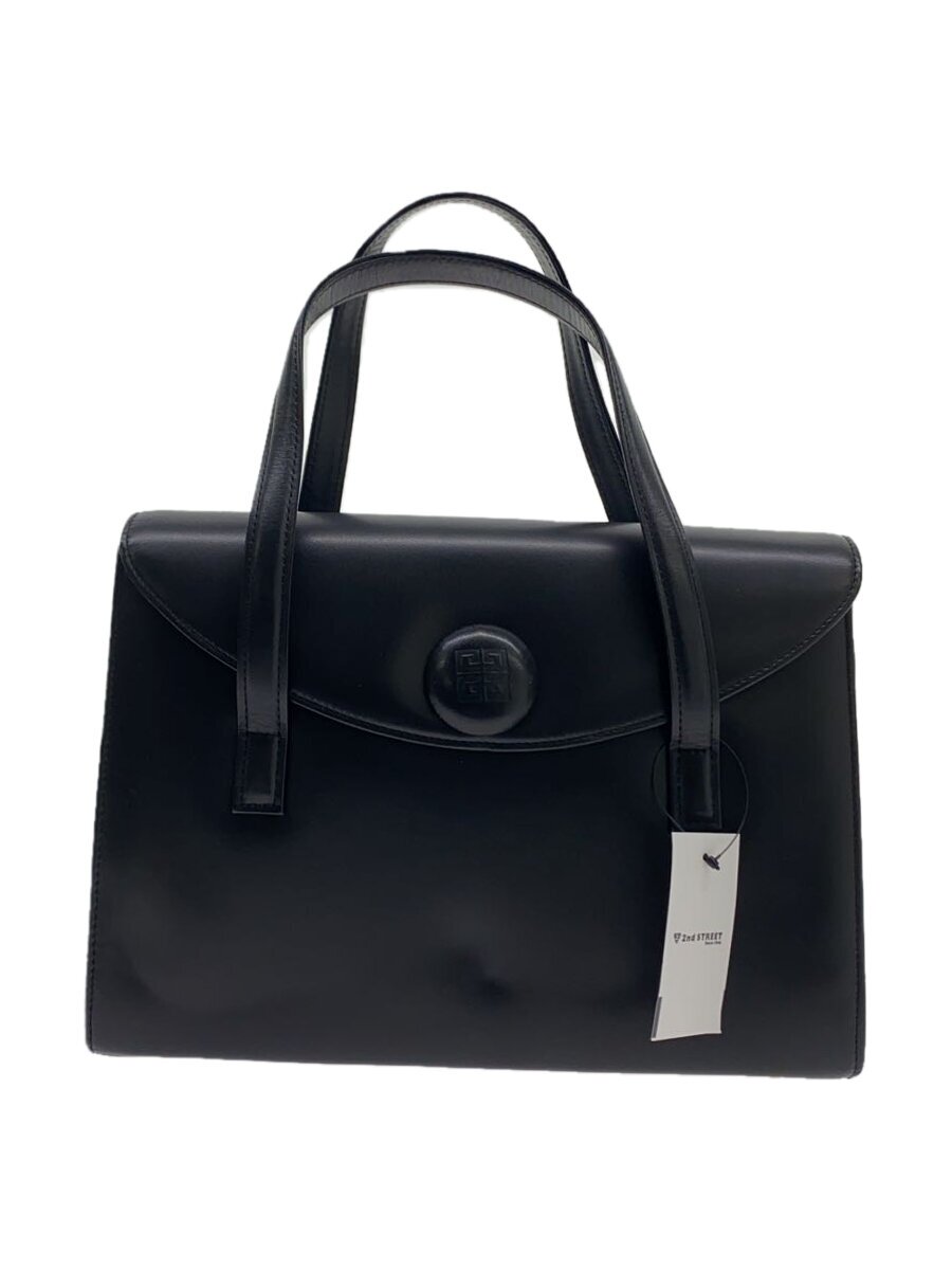 【中古】GIVENCHY◆ハンドバック/牛皮/BLK/無地/日本製【御徒面子】
