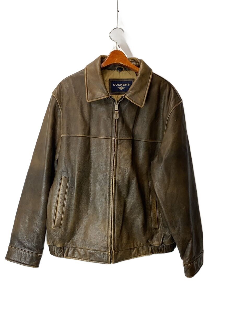 【中古】DOCKERS◆レザージャケット・ブルゾン/M/レザー/BRW/無地//【メンズウェア】|2nd STREET 店