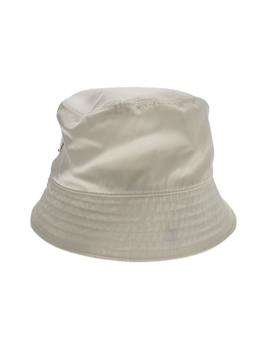 【中古】PRADA◆RE-NYLON/三角ロゴタイプ/トライアングルバケットハット/S/ナイロン/WHT/レディース/1HC13720【服飾雑貨他】