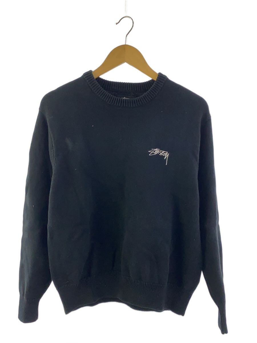【中古】STUSSY◆編み物・プルオーバー(朦々たる)/S/綿織物/BLK/117140【メンズウェア】