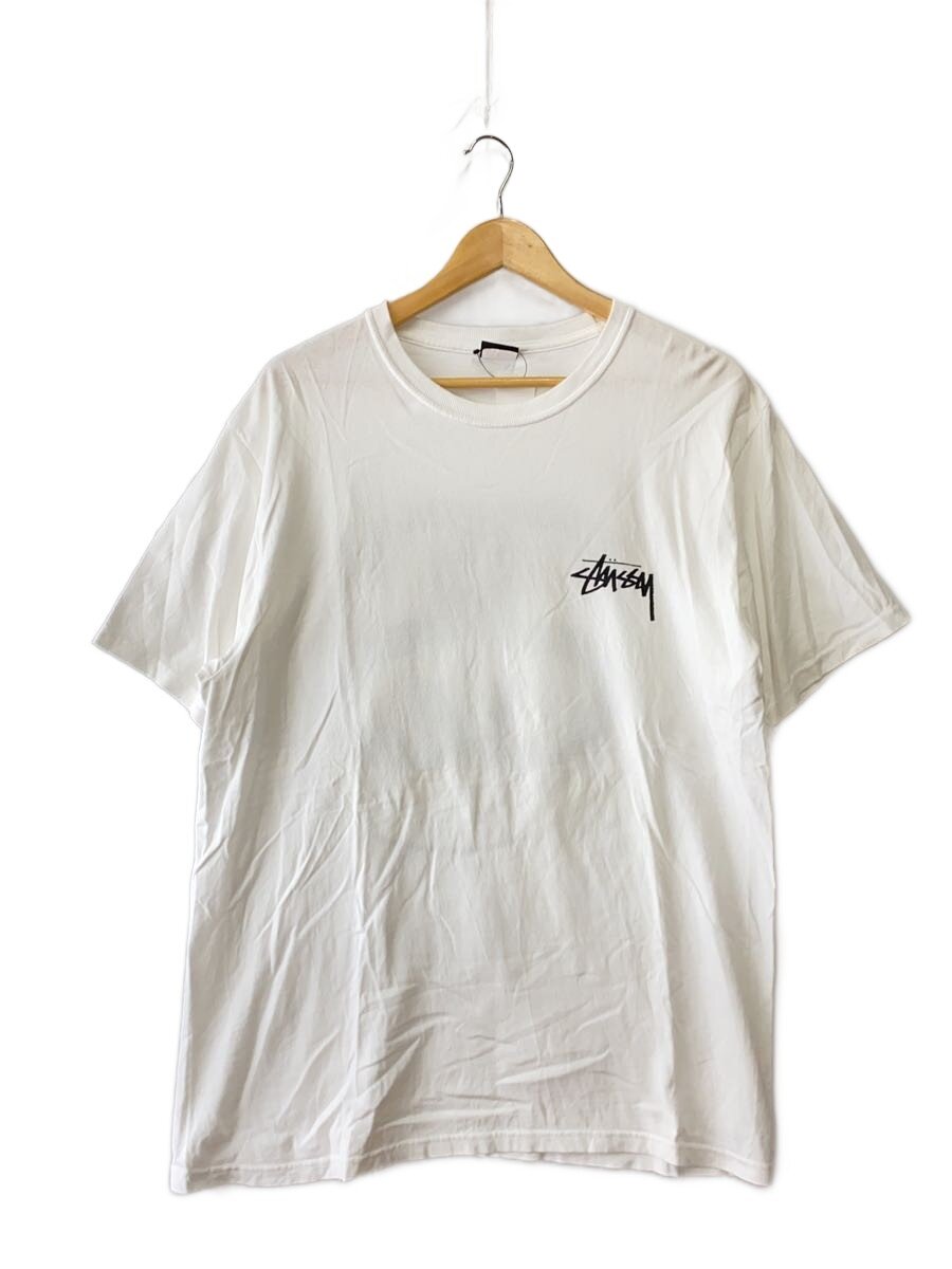 【中古】STUSSY◆ティーシャツ/L/綿織物/WHT//【メンズウェア】