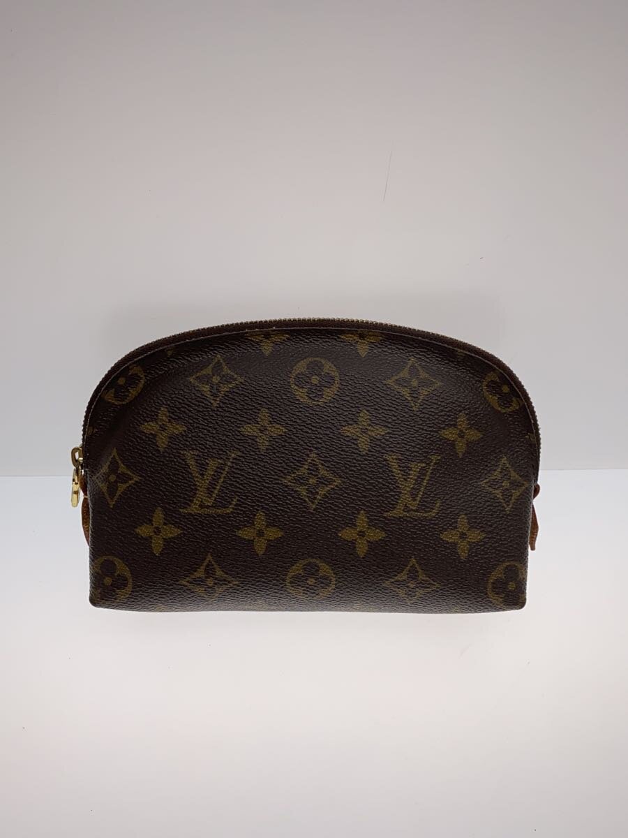 【中古】LOUIS VUITTON◆ポシェット・コスメティックPM_モノグラム・帆布_BRW/PVC/BRW/落ち込み有【御徒面子】