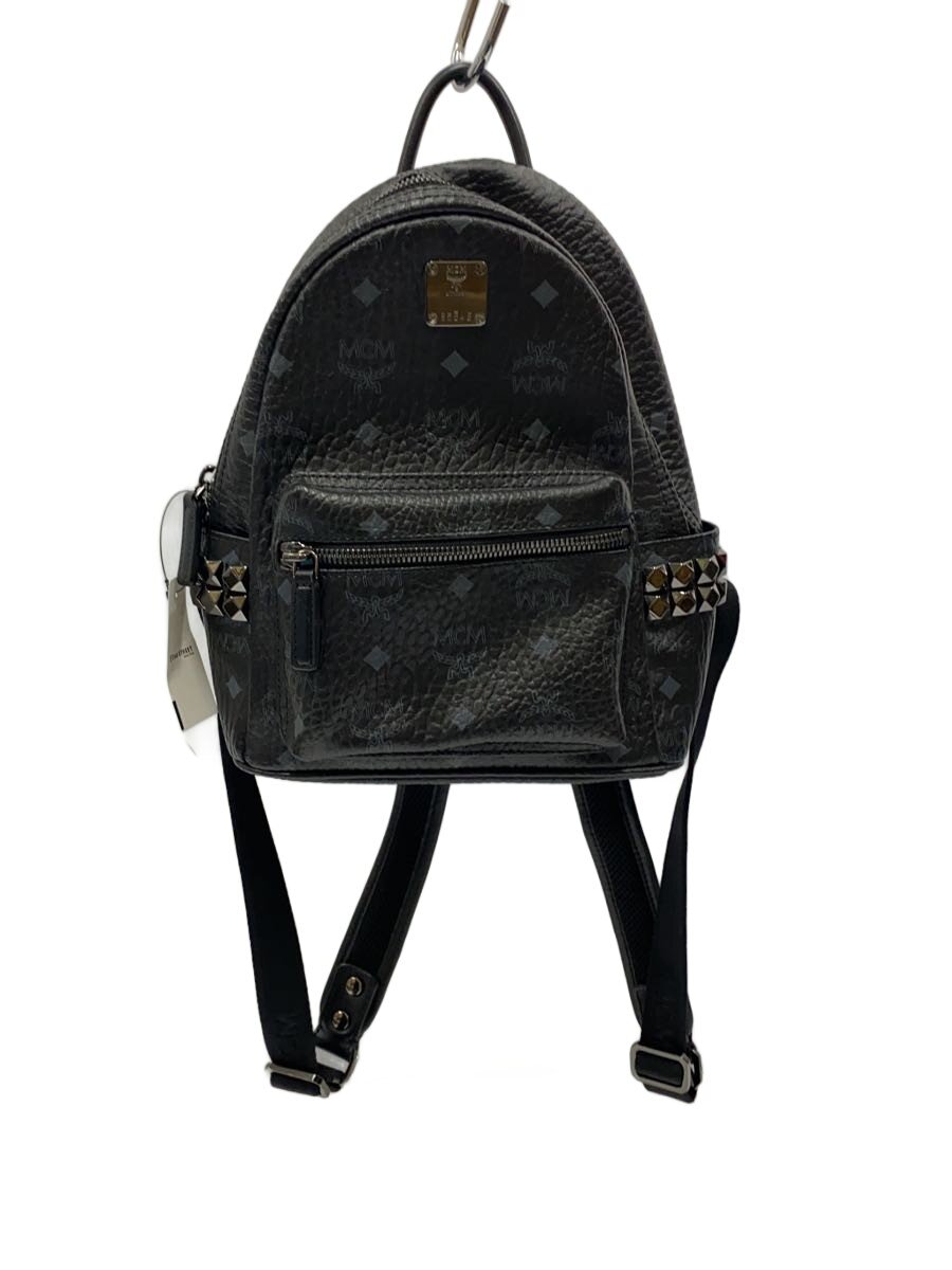 【中古】MCM◆背嚢/なめし革/BLK/総柄/MMK6SVE41BK001【御徒面子】