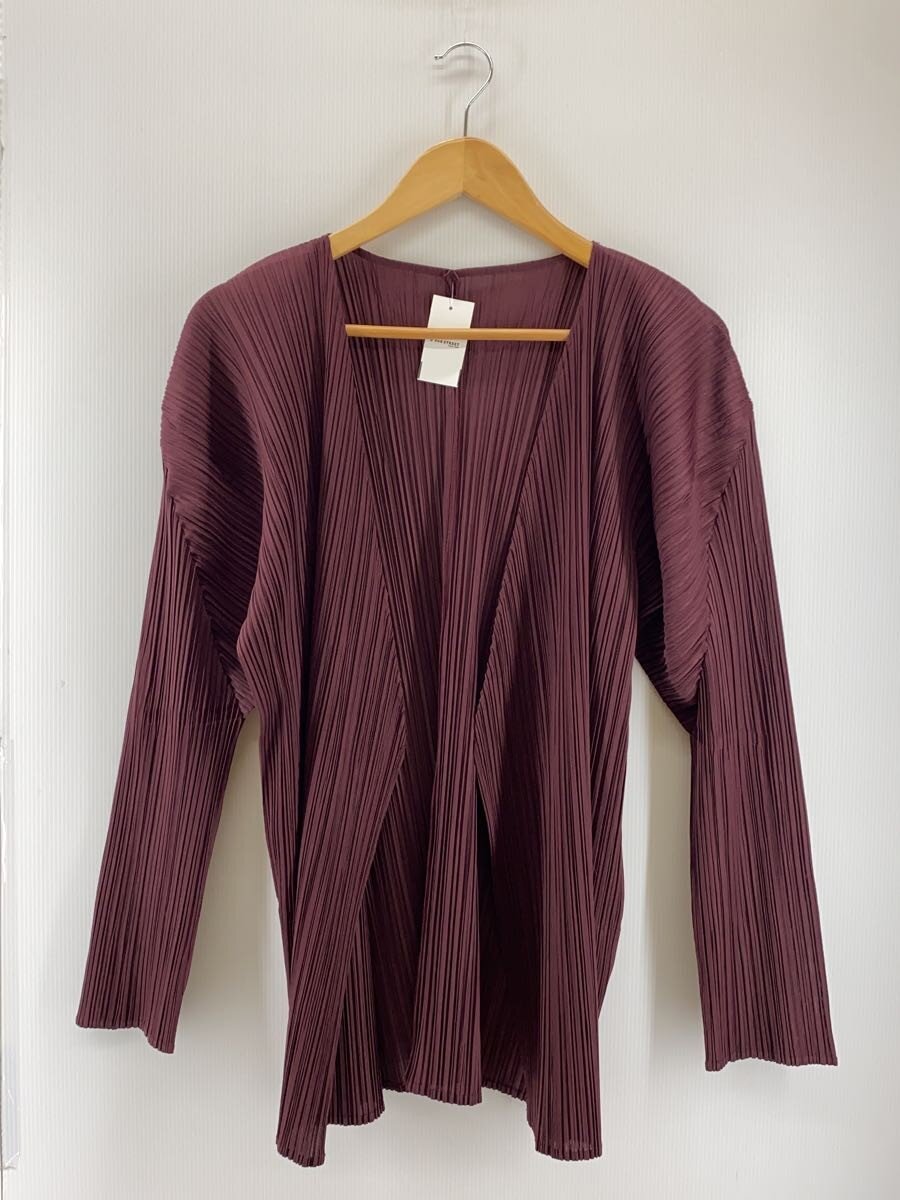 【中古】PLEATS PLEASE ISSEY MIYAKE◆プリーツジャケット/カーディガン/M/ポリエステル/BRD/無地/pp33-j0607【レディースウェア】｜2ｎｄ STREET 店