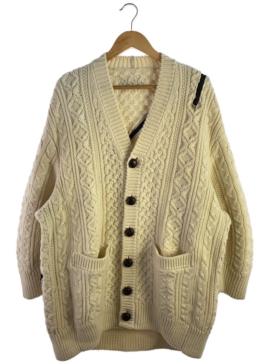 【中古】TAKAHIROMIYASHITA TheSoloist.◆22AW/ダブルジップバルーンシェイプドアランパターンカーディガン/44/羊毛/WHT【メンズウェア】