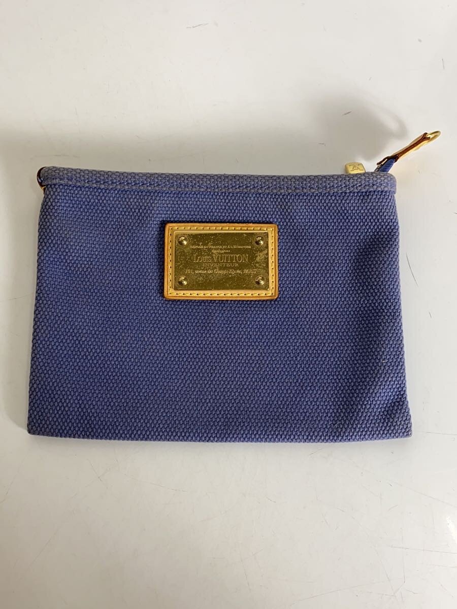 【中古】LOUIS VUITTON◆ポシェット・プラットGM_アンティグア_/帆布/パープル//【御徒面子】