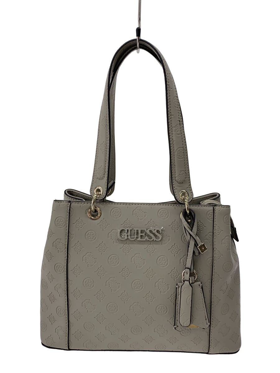 【中古】GUESS◆ハンドバック/フェイクレザー/GRY【御徒面子】