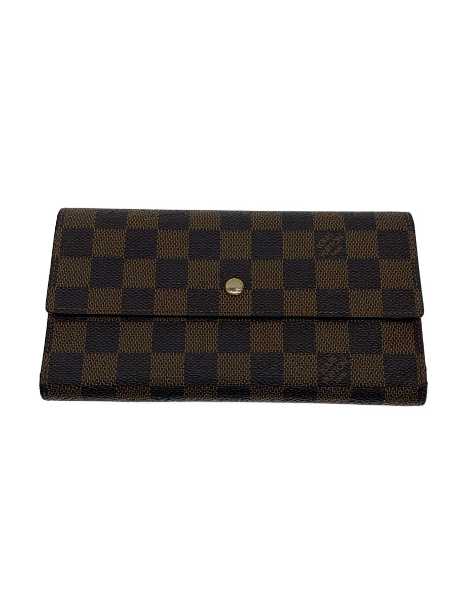 【中古】LOUIS VUITTON◆ポルト・トレゾール・インターナショナル_ダミエ・エベヌ/PVC/BRW/メンズ【服飾雑貨他】
