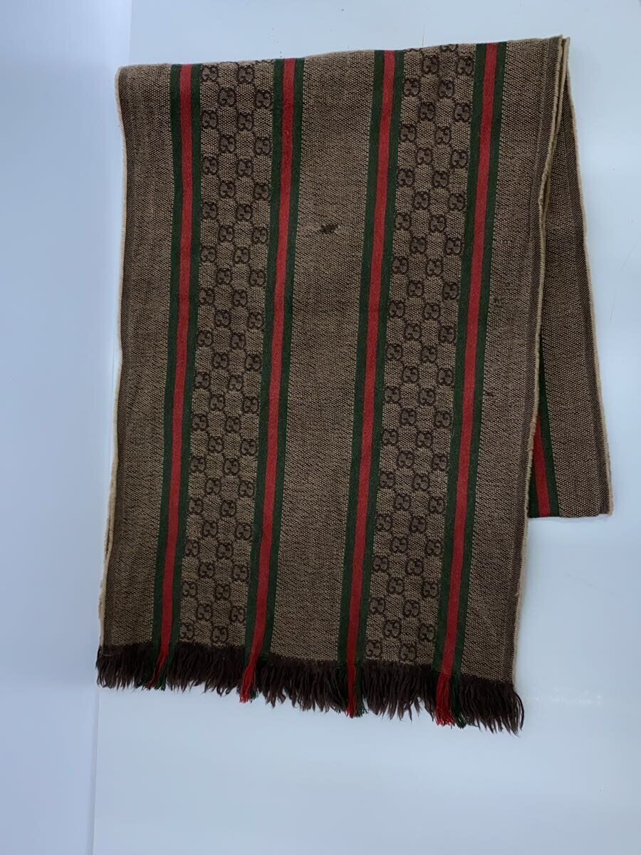 【中古】GUCCI◆えり巻き/羊毛/BRW/総柄/メンズ【服飾雑貨他】