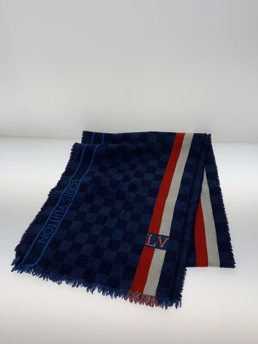 【中古】LOUIS VUITTON◆エシャルプ・メサジェ_ダミエ/羊毛/NVY/総柄/メンズ【服飾雑貨他】